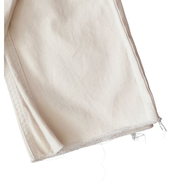 MOTHER High Waisted Rascal Ankle Fray Jeans in Chalk It Up Ivory Women's Size 28 - Picture 4 of 13